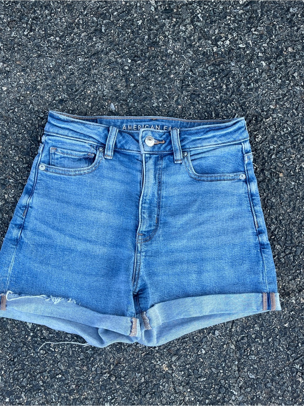 American Eagle Outfitters Medium Blue High-Rise Denim Shorts